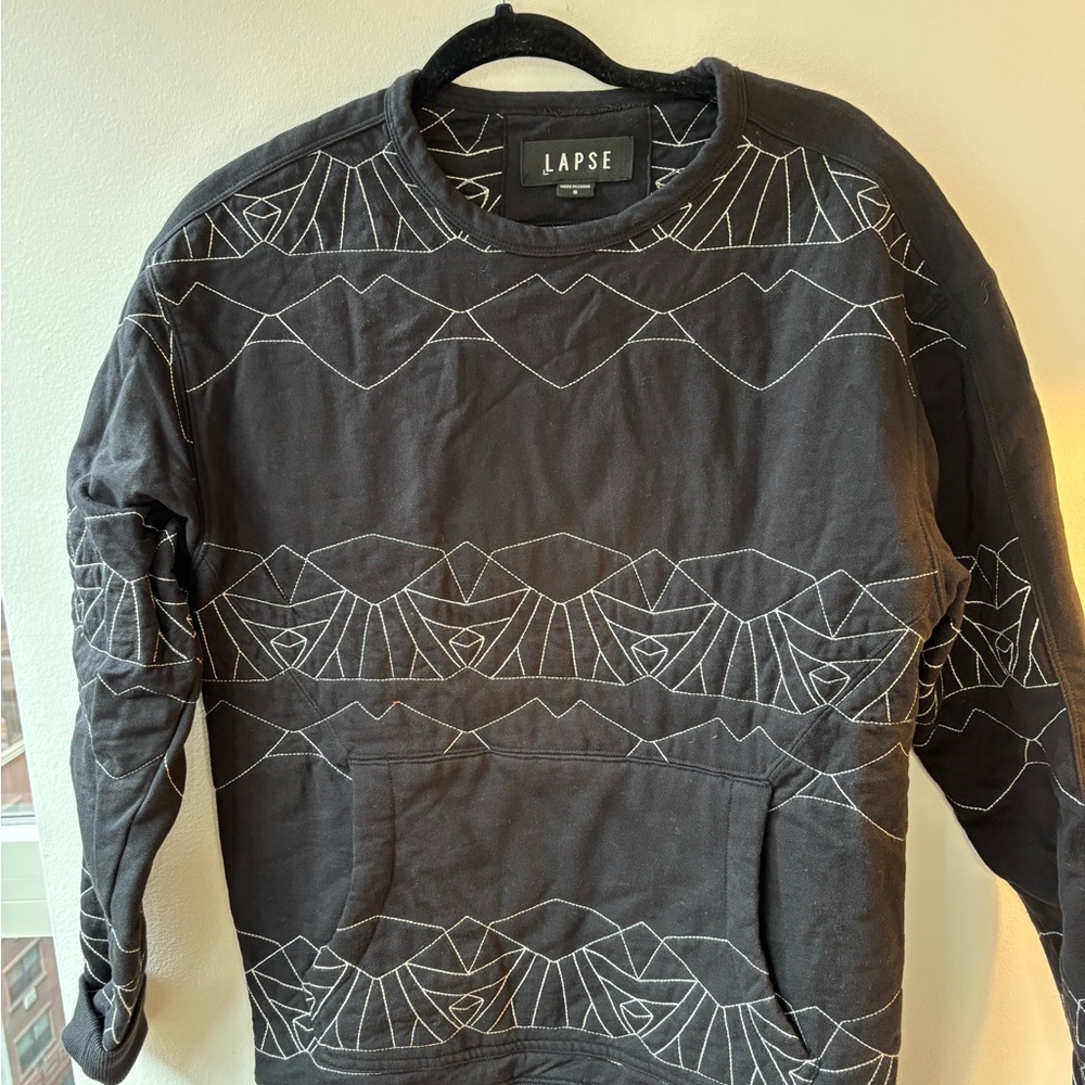 Black Gray Geometric Crewneck Sweatshirt
